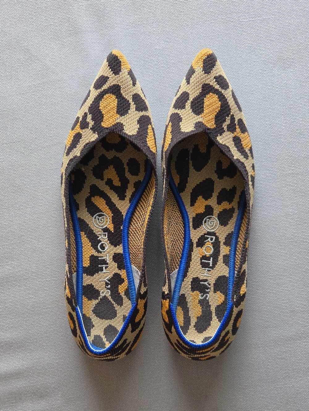 Rothy's Leopard Knit Pointed Flats in" Big Cat"